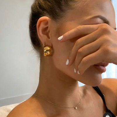 XM20022 18K Gold-plated Stainless Steel Metal Geometric Ball C-shaped Earrings Women