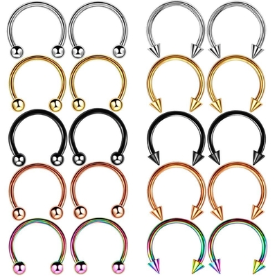 Factory  Nose Septum Cartilage Tragus Body Jewelry Piercing Ring 316L Stainless Steel Circular Piercing Nose Horseshoe Ring