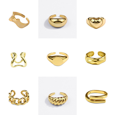Trending Engagement  Gold Plated Zircon Gold Filled Adjustable Heart Shape Stacking Ring