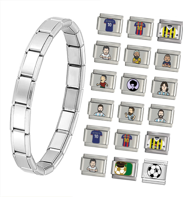 2024 New Italian Charmsl Soccer Football Stars Messi Ronaldo Jersey Italian Charms Bracelet