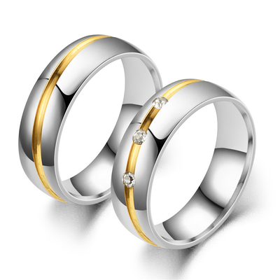 316l Stainless Steel Wedding Rings Gold 18k Couple Silver Gold Plated Zircon Ring