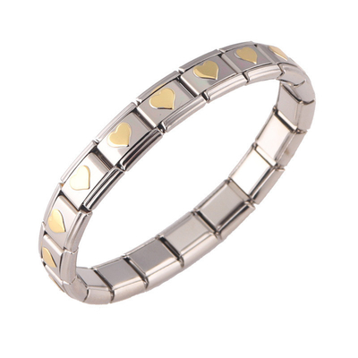 Wholesale 18Cm Italian Bracelet Stainless Steel Charms Gold Heart Italian Steel Charms Links Bracelet