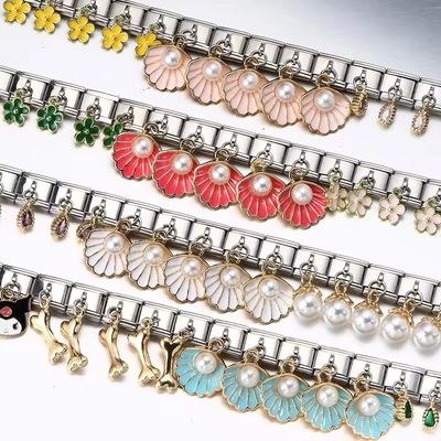 Fashion Dangle Zoppini Stainless Steel Gold Silver Single Star Cornicello Link Italian Charm Bracelets Charms