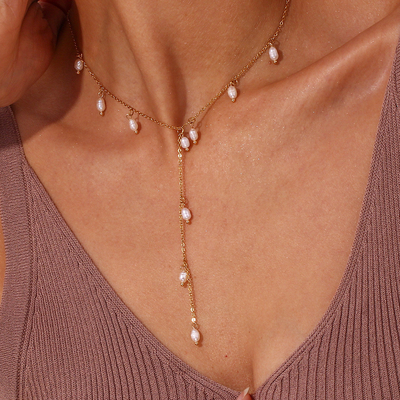 Necklace Stainless Steel Jewelry 14k Gold Filled Freshwater Pearl Baroque Pearl Necklace