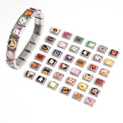 New Arrivals Popular Halloween Charm Italian Bracelet Link Stainless Steel Charms Halloween Italian Charms Bracelet