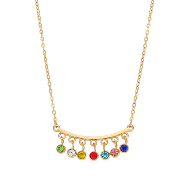 Colorful Zircons Women Zodiac Necklace Stainless Steel Diamond Tassel Zircon Pendant Necklace