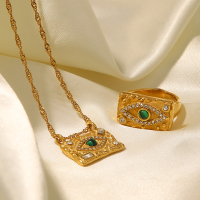 Brand  Jewelry Luxury Men  Jewelry 18k Gold Plated Stainless Steel Letter F Jewelry Set