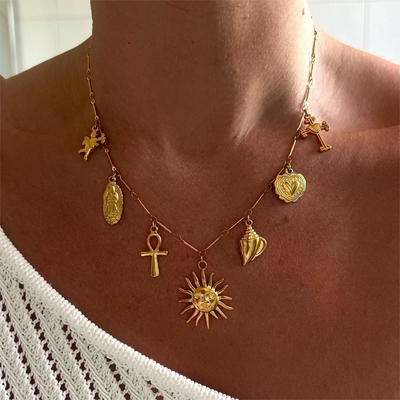 Summer Marine Series Stainless Steel 18K PVD Gold Plated Shells Charms  for Diy Jewelry Necklace Making