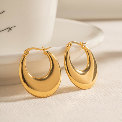 New U-shaped Allergy Prevention Earrings 18K Gold Plated Stainless Steel Design Fashion Earrings for Women