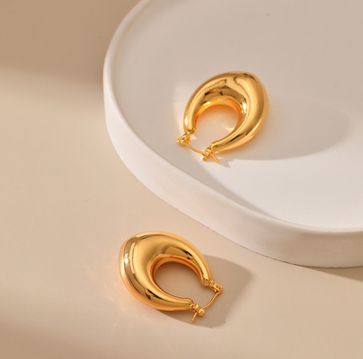 High-end All-match Stainless Steel Earrings 18k Gold Plated Women's Simple Fashion Luxury Metal Ring Geometric Earrings