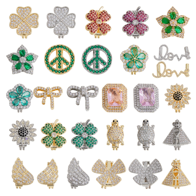Colorful Four Leaf Clover Flowers  Rhinestone Bag Band Charms Designer Letters  Rainbow  Wing Watch Band Bag Charms