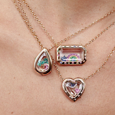 Vintage Photo Box Pendant 18K Gold Plated Heart Locket Pendant with Diamonds for Diy Jewelry Necklace Making