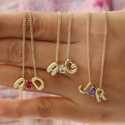 Fashion Hot Selling Brass Gold Plated Birthstone Pendants and Charms New Letter A-Z Charms for DIY Jewelry Necklace Making