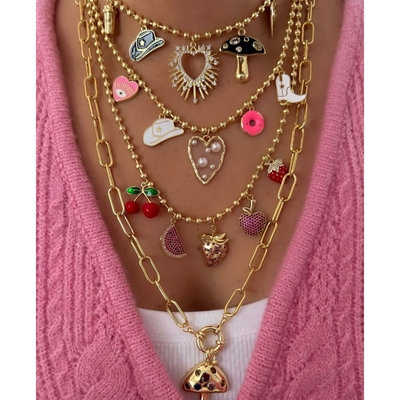 High Quality Non Tarnish Jewelry Necklace Charms Stainless Steel Cherry Apple Strawberry Mushroom Charms for Necklace
