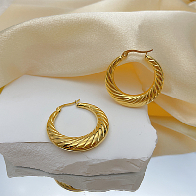 Simple Design Titanium Steel Gold-plated Round Earrings Allergy Resistant Personality All Match Women's Jewelry