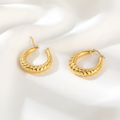 Stylish French U-shaped Earrings Stainless Steel 18k Gold Plated Geometric Hoop Earrings All Match Allergy Prevention Jewelry