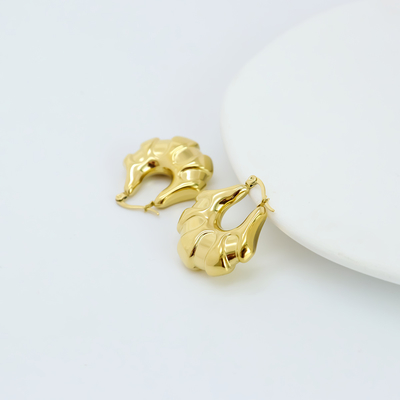 Stylish Ring Earrings Stainless Steel Plated 18K Gold Simple All-match Women's Earrings to Prevent Allergies