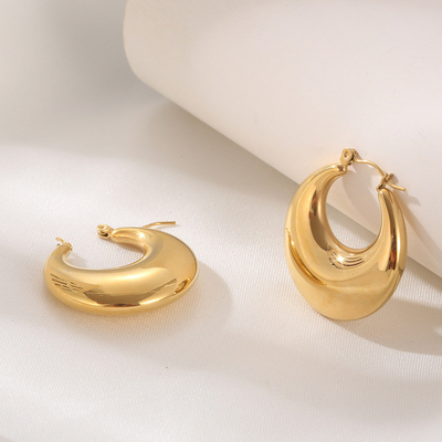 Europe and the United States Fashion 18K Gold Plated Stainless Steel Waterproof Jewelry Trend All Round Ring Earrings Girl
