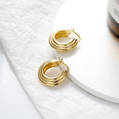 Exaggerated Design Simple Fashion Large Disc Ring Earrings Hollow U-shaped Stainless Steel Women's Jewelry