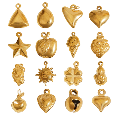 Wholesale Waterproof Nontarnish 18k Gold Plated Heart Star Stainless Steel Pendants and Charms for DIYJewelry Making