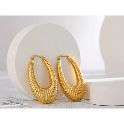 European and American Stainless Steel Hollow Earrings for Women Simple Anti-allergic Trendy Geometric Earrings 18k Gold