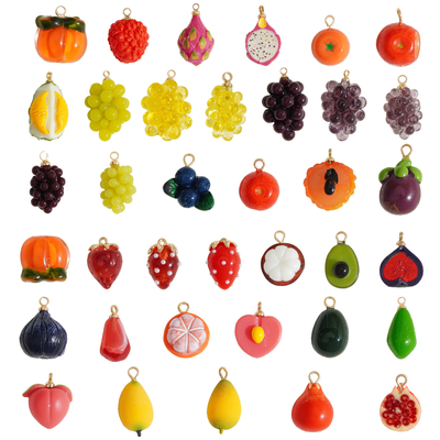 2025 New Popular Fruit Charm Orange Acrylic Strawberry Grapes Colorful Fruit Jewelry Charms for Necklaces