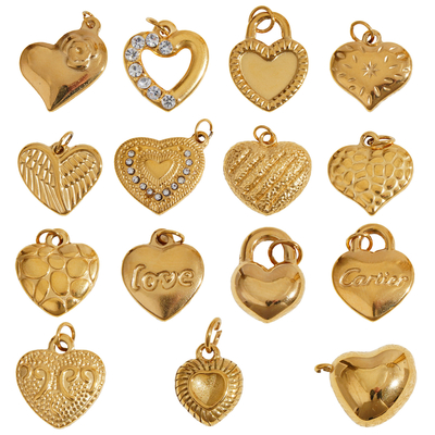 Custom Fashion Stainless Steel Waterproof Non Tranish 18K Gold Plated Pendants Heart Charms Fashion Jewelry Pendants & Charms