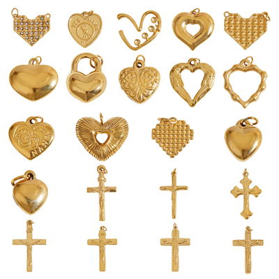 Religions Jewelry Pendants Charms Stainless Steel 18K PVD Gold Plated Cross Pendant Charms for Diy Necklace Jewelry Making