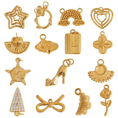 Fashion Jewelry Pendants Charms Stainless Steel 18K Gold Plated Necklace Stars Pendant Bracelet Charms for Diy Jewelry Making