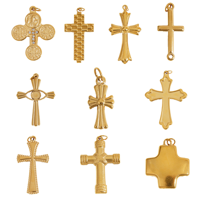 Religions Jewelry Pendants Charms Stainless Steel 18K Gold Plated Necklace Cross Pendant Bracelet Charms for Diy Jewelry Making