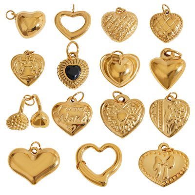 Fashion Jewelry Pendants Charms Stainless Steel 18K Gold Plated Necklace Heart Pendant Bracelet Charms for Diy Jewelry Making