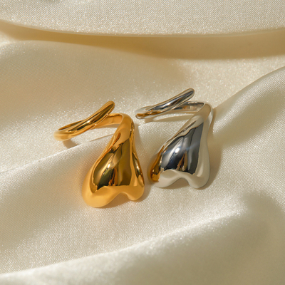 New Model Non Tarnish Ring 18K Gold Plated Stainless Steel Twine Heart Open Ring for Women