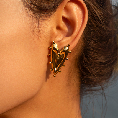 2024 New Gold Prom Earrings 18K Gold Plated Stainless Steel Gold Heart Shaped Earrings