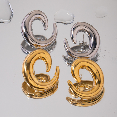 New Snail Earrings 18K Gold Plated Stainless Steel Silver Gold Chunky Hoop Earrings for Women