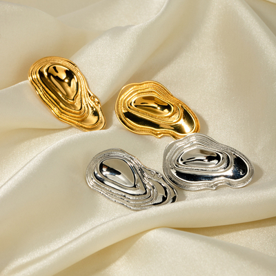 Exquisite 18K Gold Irregular Earrings Stainless Steel Highly Polished Silver Gold Studs Earrings for Women