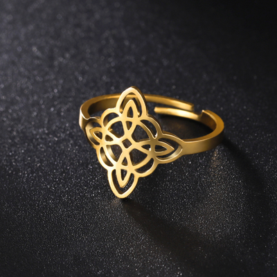 Hot Selling Non Tarnish Witch Knot Rings Stainless Steel Gold Adjustable Jewelry Witch Knot Rings for Women