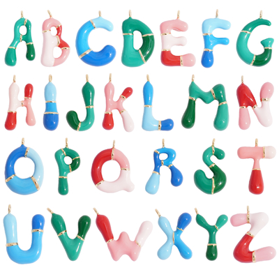 Popular Diy Colorful Oil Dripping Bubble Letter Fashion Jewelry Pendants Charms