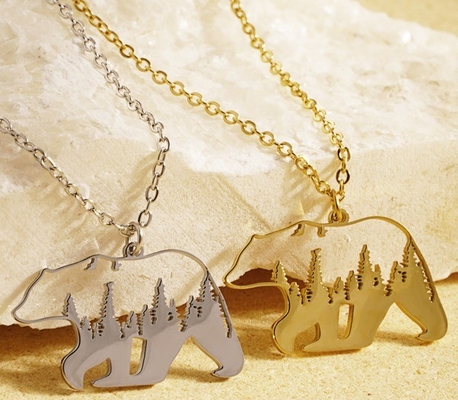Custom Popular Stainless Steel 18K Gold Plated Note Animal Skull Pendant Hip Hop Necklace