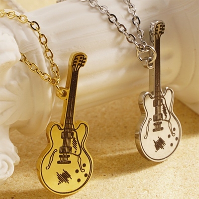 New Hip Hop Necklaces Stainless Steel Guitar Queen Durian 18K Gold Plated Necklace