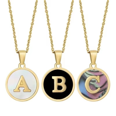 In Stock Stainless Steel 18k Gold Initial Letter Necklace Gold Plated Jewelry Initials Letters Pendant Necklace