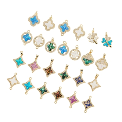 New Design Luxury Natural Stone Opal Necklace Charms Four Leaf Clover Fashion Jewelry Pendants & Charms