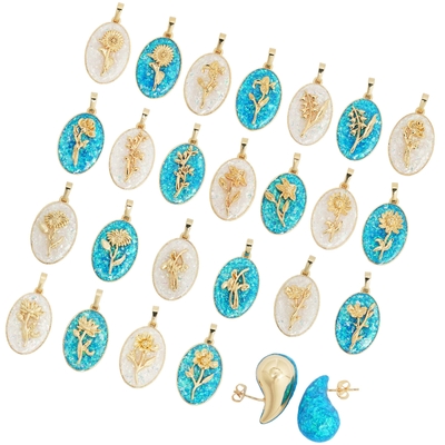 Wholesale Blue Crystal Popular Designs Opal Birth Flower Fashion Jewelry Pendants & Charms