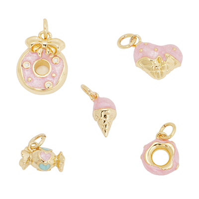 Fashion Jewelry Pendants Charms Diy Jewelry Food Cute Donut Charms Pendant Stainless Steel Necklace Charms for Jewelry Making