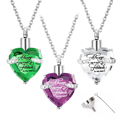 Heart Birthstone Necklace Stainless Steel Glass Crystal Heart Birthstone Necklace With Birthstones