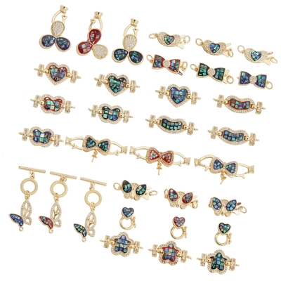 New Design 18K Gold Plated Charms Stainless Steel Clover Butterfly Lock Opal Charms for Bracelets