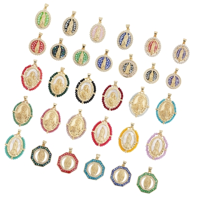 Wholesale Colorful Brass 18K Gold Madonna Crystal Pendant Charms for Bracelets Design
