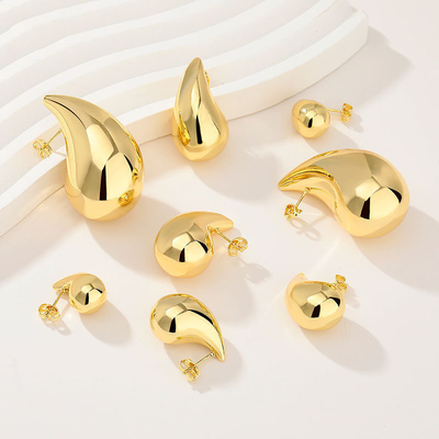 Vintage Gold Silver Waterdrop Jewelry Earrings 18K Gold Plated Copper Teardrop Water Drop Earring for Women