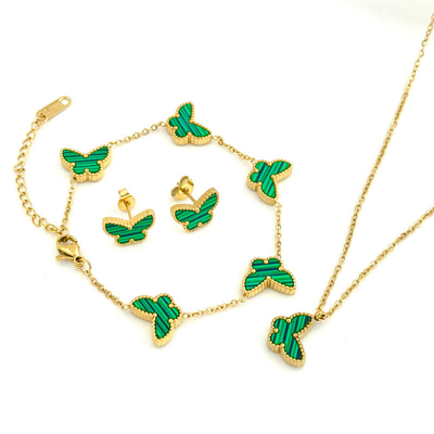 Stainless Steel Butterfly Necklace Earrings Bracelet Butterfly Jewelry Set For Women