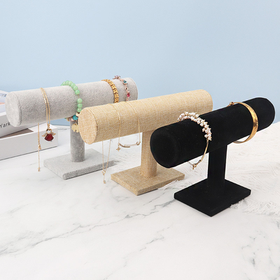Black White Velvet Jewelry Holder Stand Bracelet Bangle Watch T Shape Display Stand