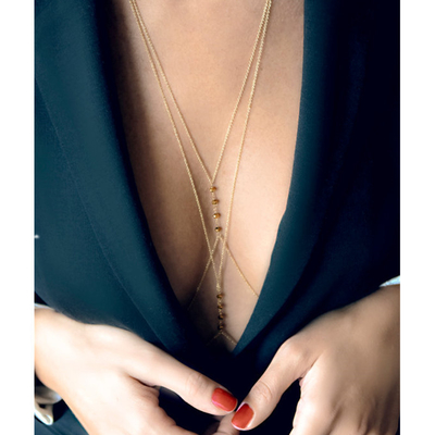 European Lady Beach Sexy Bead Body Chain Shinny Crystal Rhinestone Bikini Tassel Chest Chain Jewelry